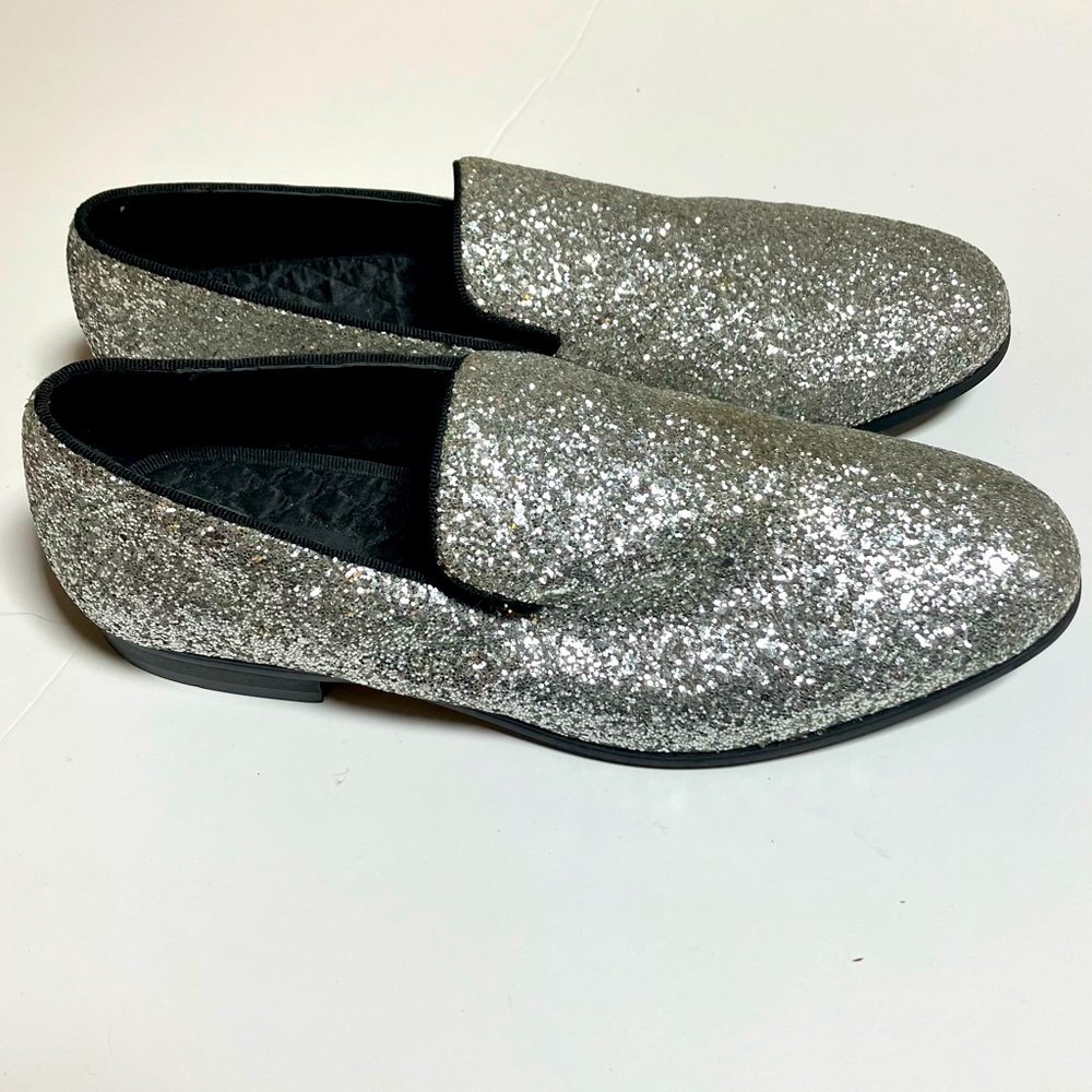 INC Sparkly Silver Loafers